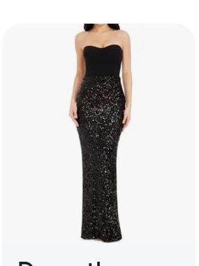 Dress the population Strapless Black Sequin Evening Gown xs